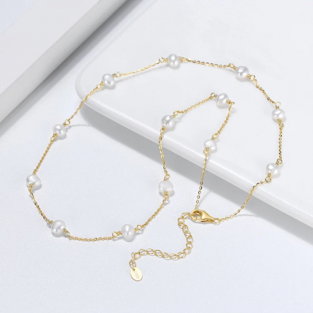 Colier Portofino Gold cu Perle Naturale, Argint 925 placat cu Aur 18k [2]