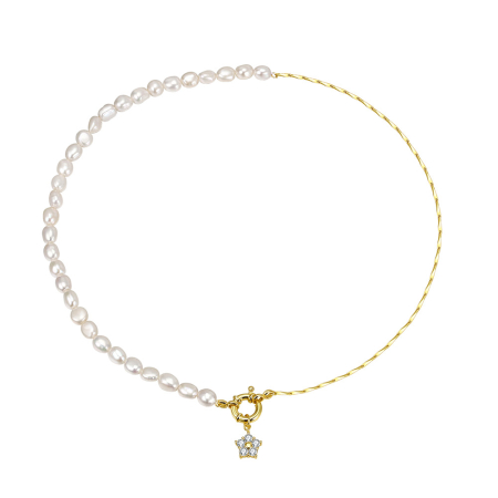 Noutati - Colier Royal Pearl din Argint 925 Placat cu Aur 14K și Perlă Naturală