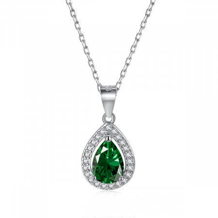 Noutati - Colier Una Vida Lacrima Verde, Argint 925