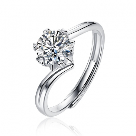 Moissanite - Inel de Logodna Una Vida Moissanite, Argint 925, Ajustabil