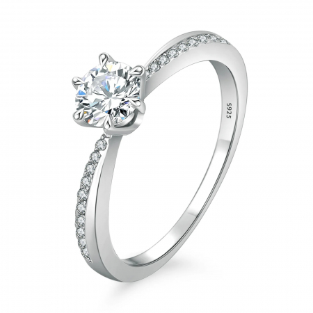 Noutati - Inel de Logodna Una Vida Promise cu Moissanite, Argint 925
