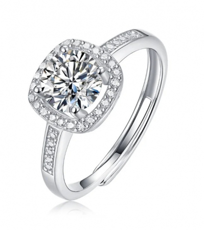 Moissanite - Inel Monaco cu Diamant Moissanite, Argint 925, Ajustabil
