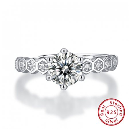 Inel Una Vida Casablanca cu Diamant Moissanite, Argint 925 [4]