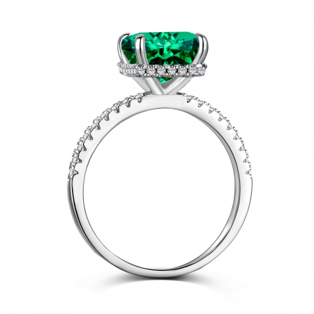 Inel Una Vida Emerald Cut cu Piatra Verde, Argint 925 [3]