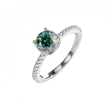 Noutati - Inel Una Vida Palma Diamant Moissanite Verde 1ct, Argint 925