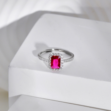Inel Una Vida Ruby din Argint, Ajustabil [3]