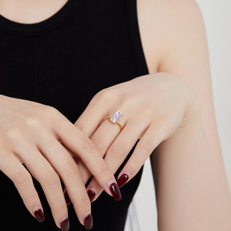 Inel Una Vida Taietura Tip Diamant Oval, Argint Placat cu Aur [4]