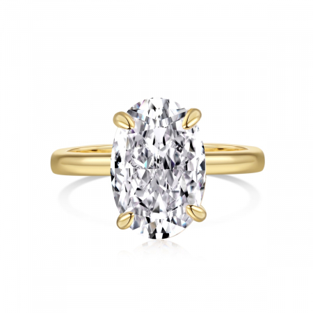 Produse - Inel Una Vida Taietura Tip Diamant Oval, Argint Placat cu Aur