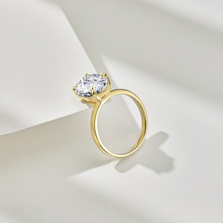 Inel Una Vida Taietura Tip Diamant Oval, Argint Placat cu Aur [5]