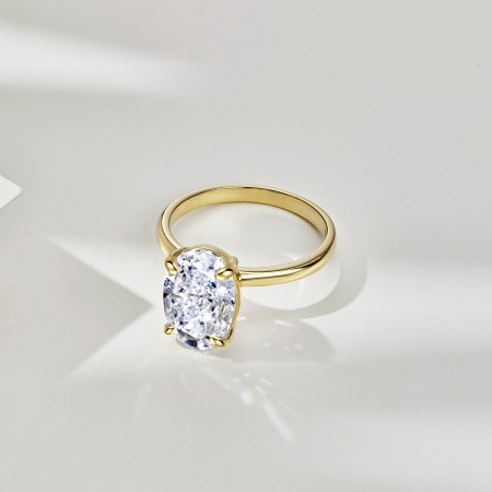 Inel Una Vida Taietura Tip Diamant Oval, Argint Placat cu Aur [3]