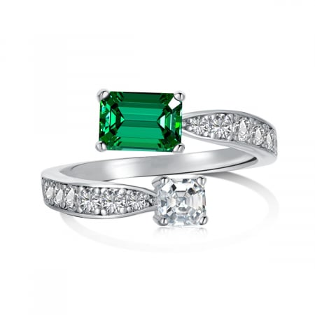 Produse - Inel Una Vida Twist Piatra Verde, Argint 925