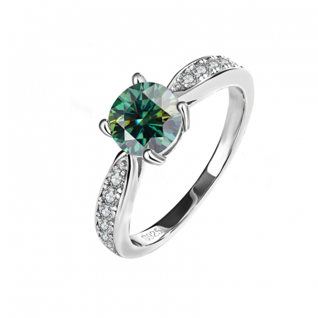 Moissanite - Inel Una Vida Verde Tropical cu Moissanite, Argint 925