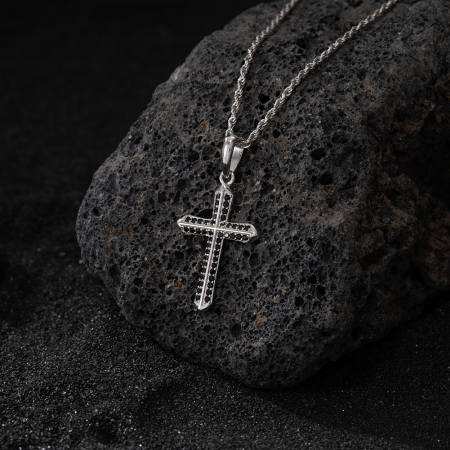 Lant Cruce Una Vida Black VIP pentru barbati, Argint 925 [1]