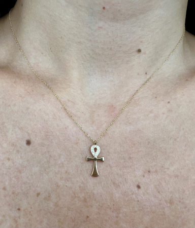 Lant cu Pandantiv Cruce Anhk din Aur 18k cu Diamante Naturale [3]
