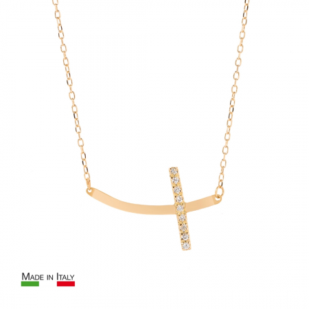 Produse - Lant cu Pandantiv Cruce din Aur 18k cu Diamante Naturale