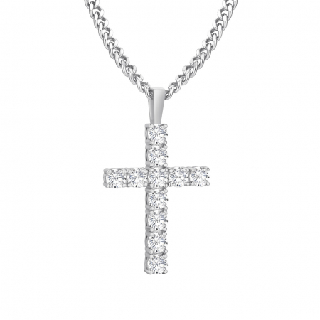 For MEN - Lant cu Pandantiv Cruce Moissanite, pentru barbati, Argint 925