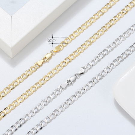 Lant Una Vida Gold Cuban 5mm for Men din Argint Placat cu Aur [3]