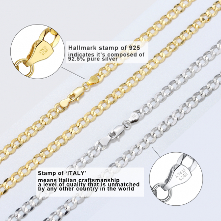 Lant Una Vida Gold Cuban 5mm for Men din Argint Placat cu Aur [2]