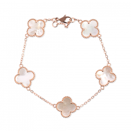 Set Bratara, Colier si Cercei Lucky cu Trifoi, Alb cu Rose Gold [1]