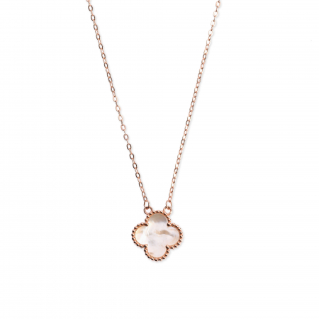 Set Bratara, Colier si Cercei Lucky cu Trifoi, Alb cu Rose Gold [3]