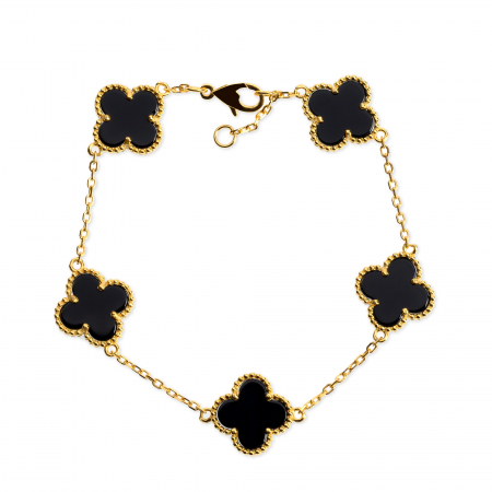 Set Bratara, Colier si Cercei Lucky cu Trifoi, Negru cu Auriu [1]