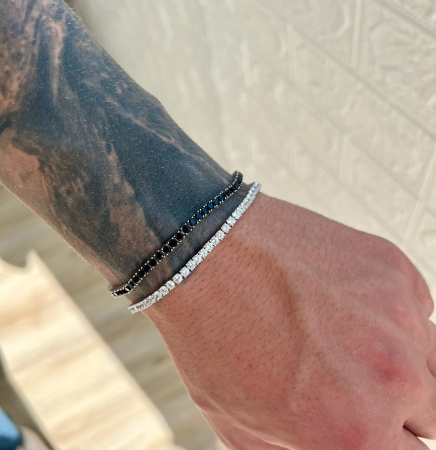 Set Bratari Tennis UNA VIDA for Men 3mm, Argint 925 [4]