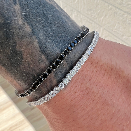 Set Bratari Tennis UNA VIDA for Men 3mm, Argint 925 [3]