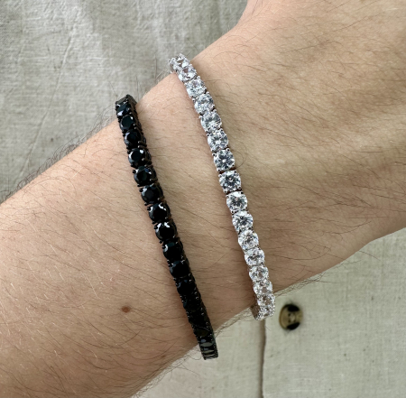 Set Bratari Tennis UNA VIDA for Men 4mm, 19 cm Argint [3]