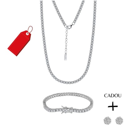 Produse - Set Colier si Bratara Tennis, 3mm, Argint 925