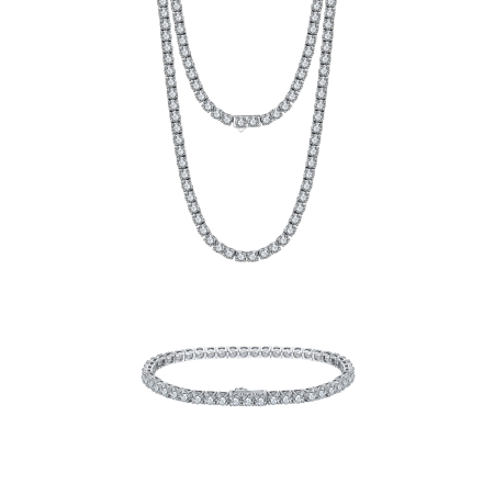 Noutati - Set Colier si Bratara Tennis Una Vida Brilliant, 3mm, Argint 925