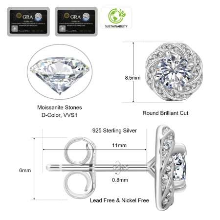 Set Colier si Cercei Una Vida Luxuria cu Moissanite, Argint 925 [6]