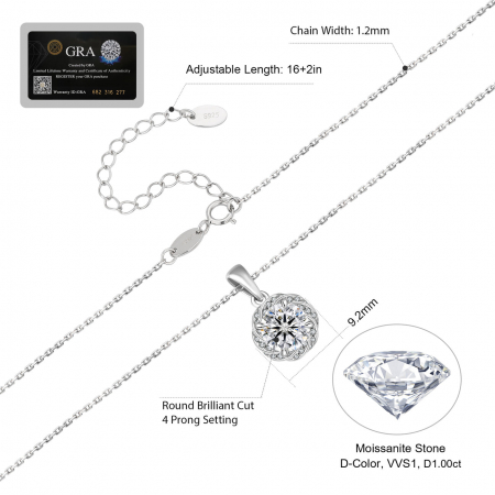Set Colier si Cercei Una Vida Luxuria cu Moissanite, Argint 925 [7]
