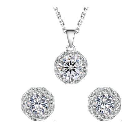 Noutati - Set Colier si Cercei Una Vida Luxuria cu Moissanite, Argint 925