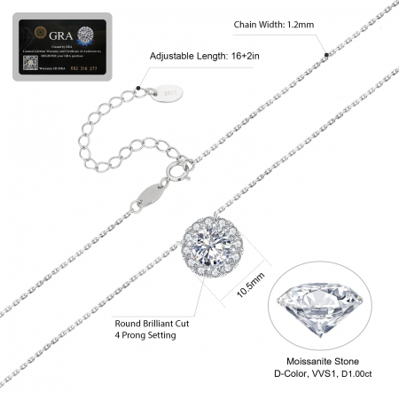 Set Colier si Cercei Una Vida Magic Diamond cu Moissanite, Argint 925 [6]