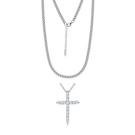 Noutati - Set Colier Tennis si Cruce Una Vida, Argint 925