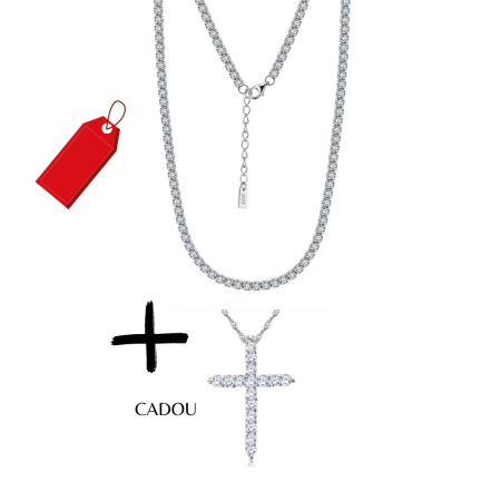 Produse - Set Colier Tennis si Cruce Una Vida, Argint 925