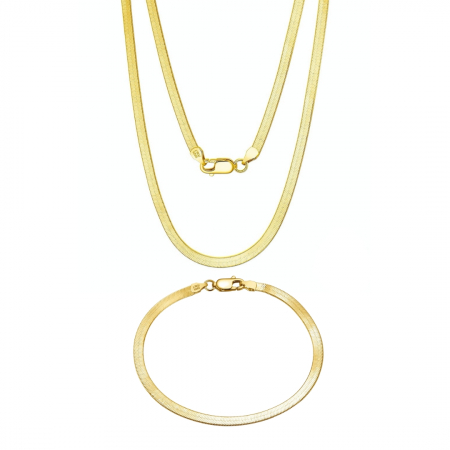 For MEN - Set cu Lant si Bratara din Argint Una Vida Snake Gold for Men