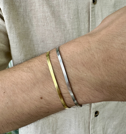 Set cu Lant si Bratara din Argint Una Vida Snake Gold for Men [5]