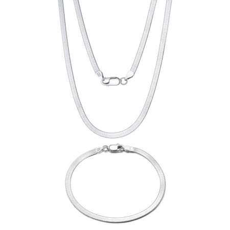 For MEN - Set cu Lant si Bratara din Argint Una Vida Snake Silver