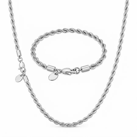 Seturi - Set Rope Argintiu Una Vida Elements – Lant si Bratara - Oțel Inoxidabil