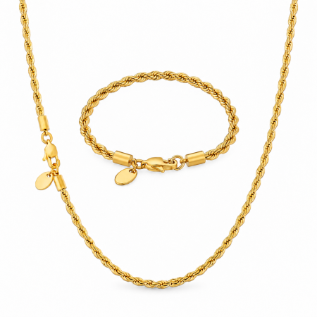 Seturi - Set Rope Auriu Una Vida Elements – Lant si Bratara, Oțel Inoxidabil