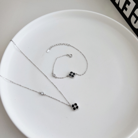 Set Una Vida Trifoi Lucky Negru, Argint 925 [4]