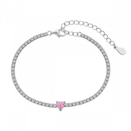 Set Valentine's Colier, Cercei si Inel Inimioara Roz, Argint 925 [3]