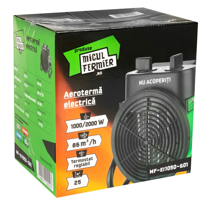 Aeroterma electrica Micul Fermier 2000W ceramic – 2 trepte, termostat reglabil [4]