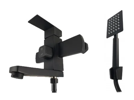 Baterie cada MIXXUS KUB-009 (EURO) BLACK – monocomanda, inox, mat negru cu furtun dus 150 cm [2]