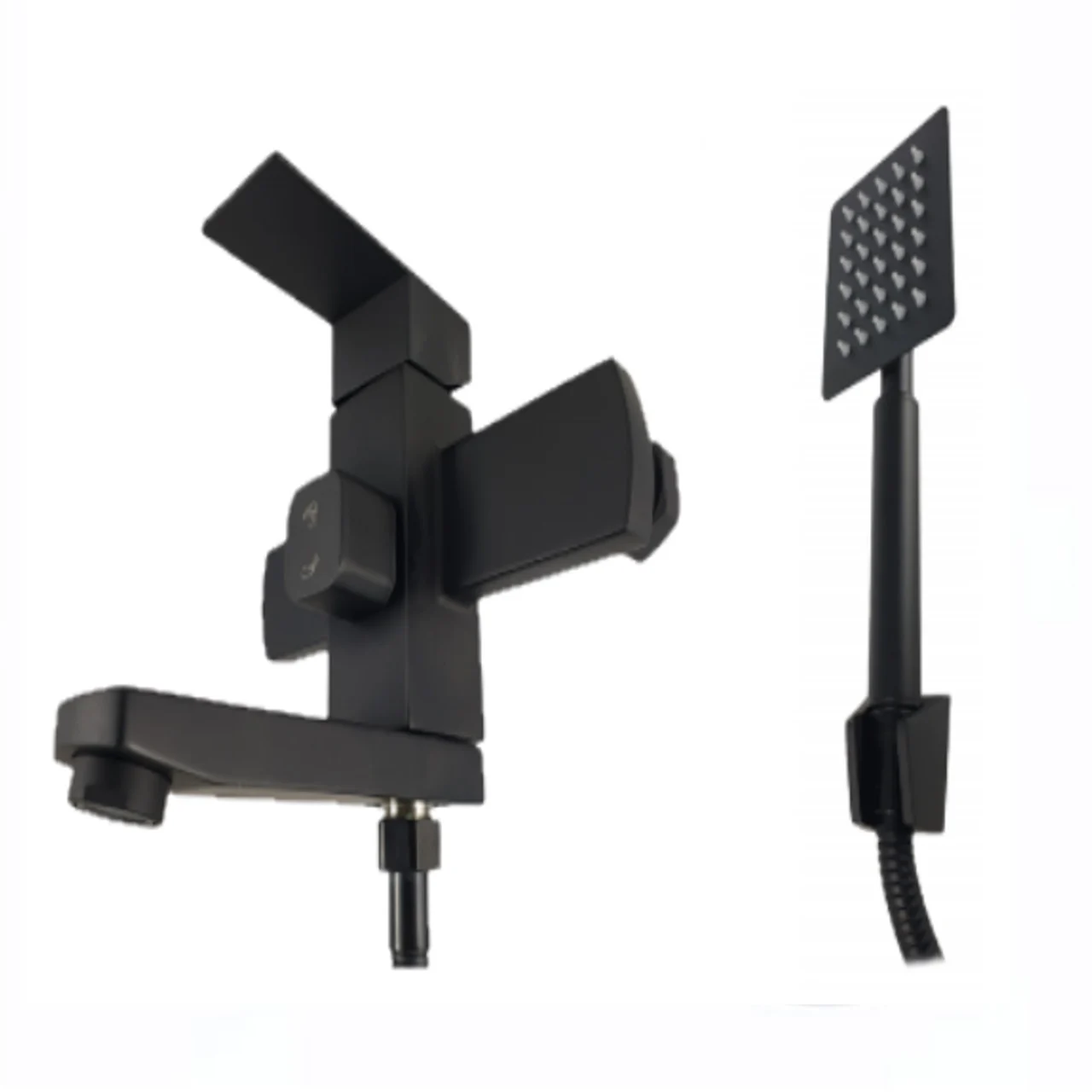 Baterie cada MIXXUS KUB-009 (EURO) BLACK – monocomanda, inox, mat negru cu furtun dus 150 cm [3]