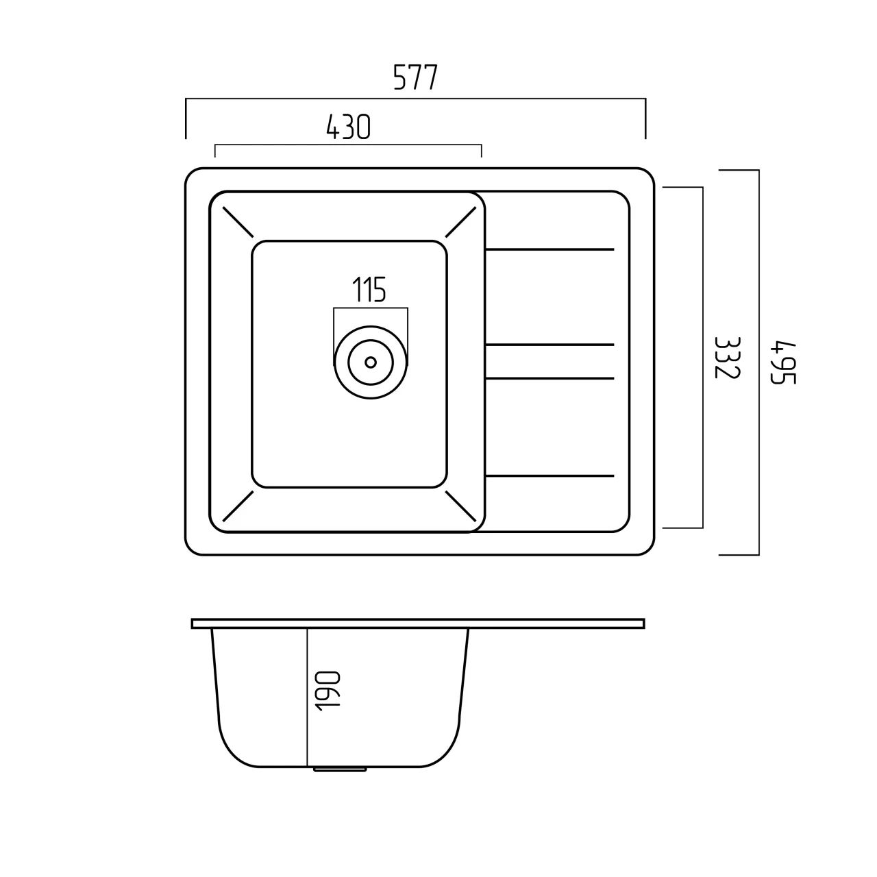 Chiuveta bucatarie Elefant Premium Aria 5851 negru metalic – compozit granit 577x495 mm [5]