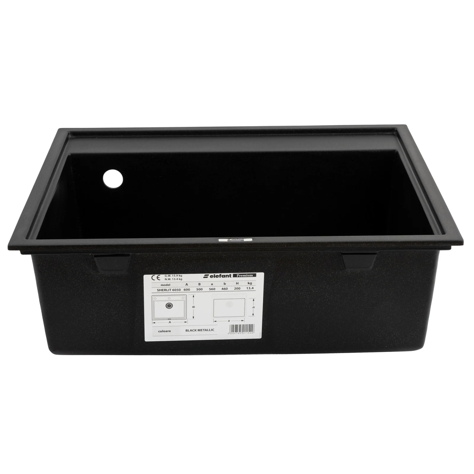 Chiuveta bucatarie Elefant Premium SHERLIT Negru 600x500 [2]