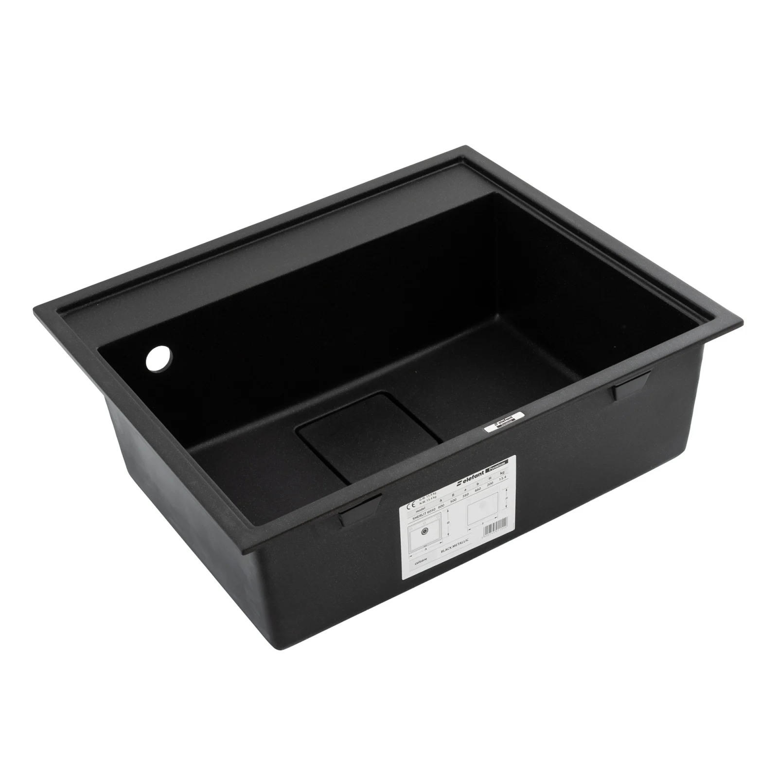 Chiuveta bucatarie Elefant Premium SHERLIT Negru 600x500 [5]