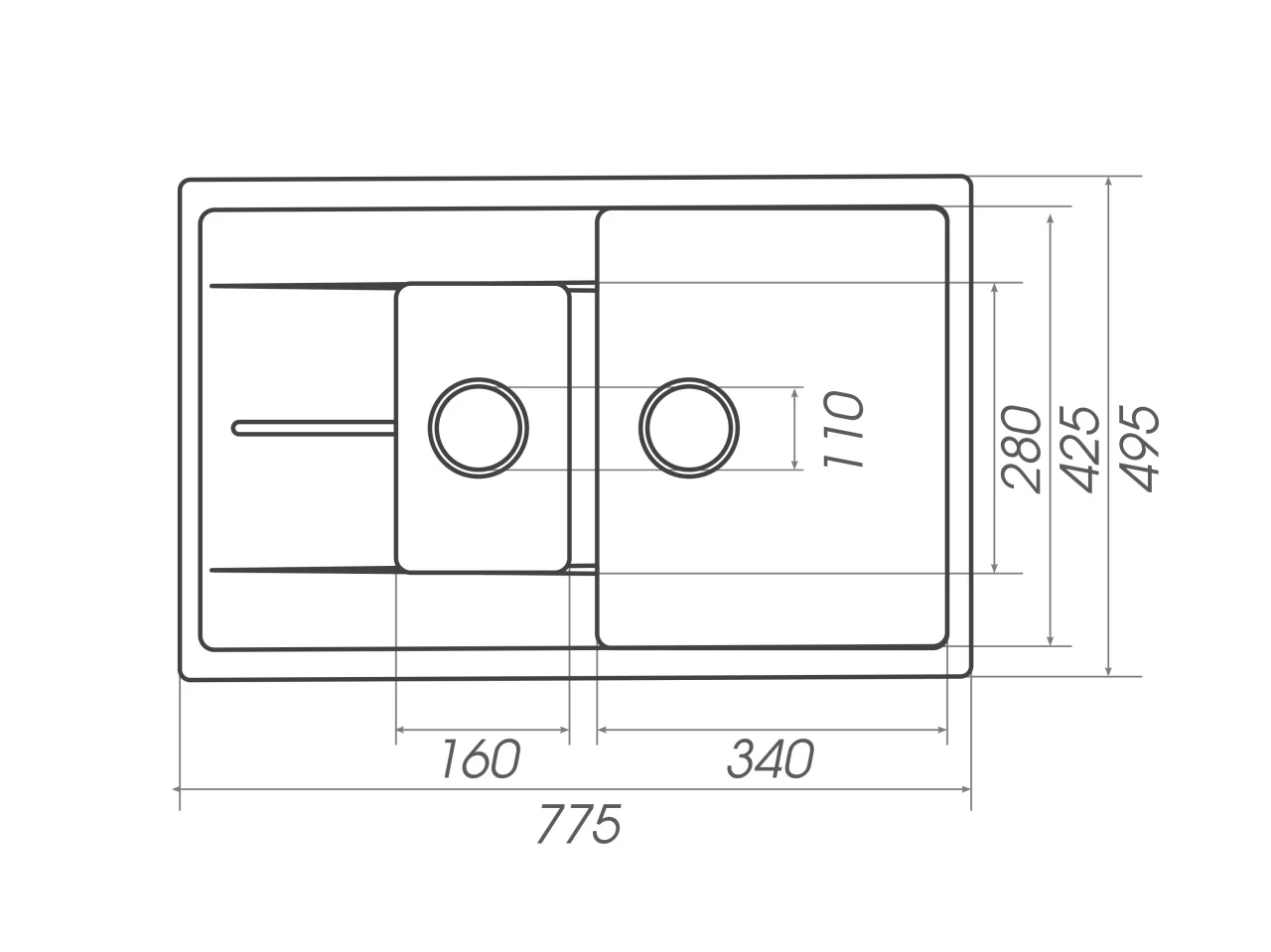 Chiuveta bucatarie Elefant Premium Toskana Safari Bej – dubla cuva, 775x495 mm [3]